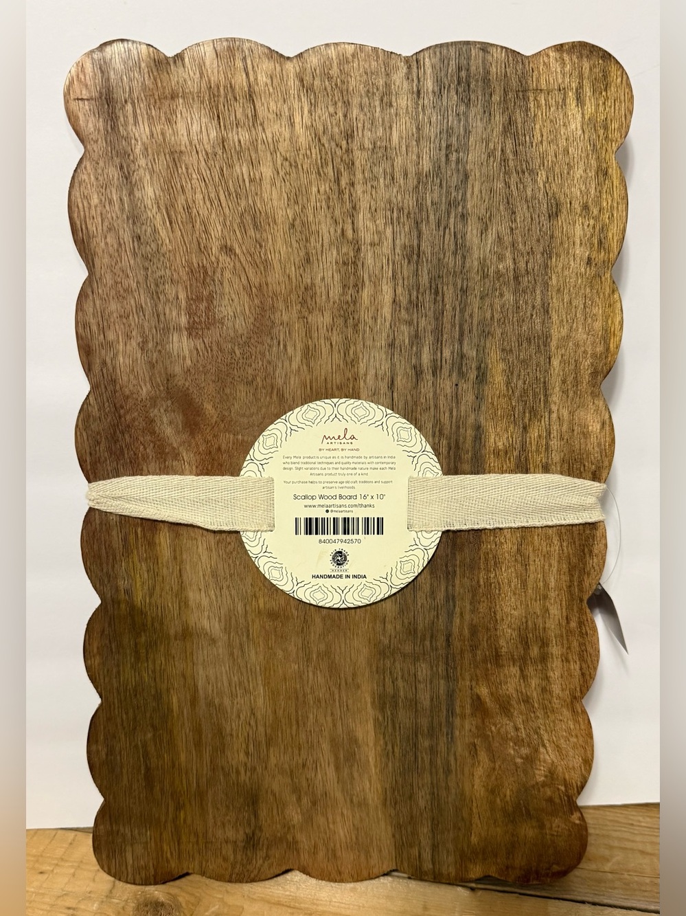 MELA ARTISANS Scalloped Edge Mango Wood Board Charcuterie Ready Gift - NWT